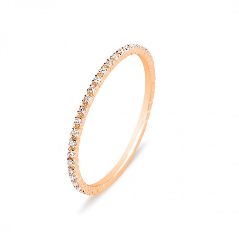 Inel de logodna Eternity din Aur Rose de 18k cu Diamante Naturale Champagne