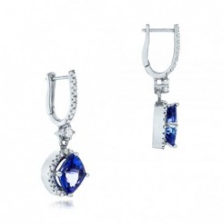 Cercei din Aur Alb de 18k cu Tanzanite si Diamante