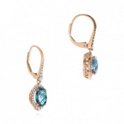 Cercei din Aur Rose de 18k cu London Blue Topaz si Diamante Naturale