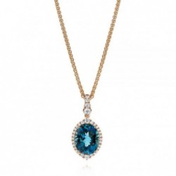 Colier din Aur Rose de 18k cu London Blue Topaz si Diamante Naturale