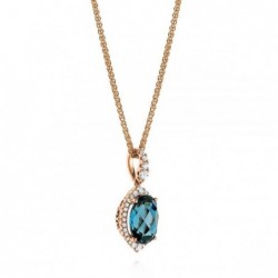 Colier din Aur Rose de 18k cu London Blue Topaz si Diamante Naturale