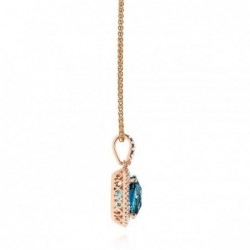 Colier din Aur Rose de 18k cu London Blue Topaz si Diamante Naturale