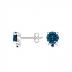 Cercei din Aur Alb de 18k cu London Blue Topaz, Safire Albastre si Diamante Naturale